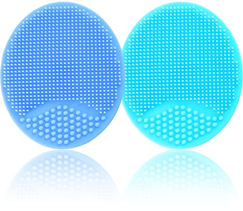 Lot de 2 brosses de bain pour bébé, brosse de massage en silicone, brosse exfoliante, brosse exfoliante pour la peau de bébé, essentiel pour les peaux sèches, bonnet de berceau et eczéma (taille S,