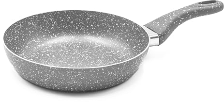 Zanetti Pietra Rara Padella Antiaderente Padella con Alluminio Manico Soft Touch Alta Resistenza, 24 cm Diametro, colore Grigio, Made in Italy