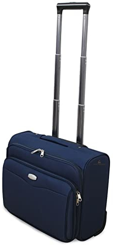 Valigeria.shop Valigia Bagaglio a Mano Pilota Business di ORMI in poliestere, 30 Litri con 2 ruote, pilotina con tasca Pc pilotine da cabina (Blu)
