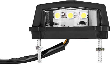 LED Motorcycle License Plate Light Universal 12V Waterproof Rear Tail Lamp for Motorbike Dual-Wire Connection White 2-Pack | LED Tail Brake Lamp, Running & Plate Illumination, Plastic Housing, Night Riding Safety, Universal Fit for Motorbikes