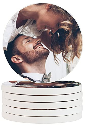 personalisierter Foto-Untersetzer, individuelle Diatomit Untersetzer für Getränke mit eigenem Foto/Text, Eigenen Bierdeckel selbst gestalten, Geschenk für Geburtstag, Jahrestag, 6er Set