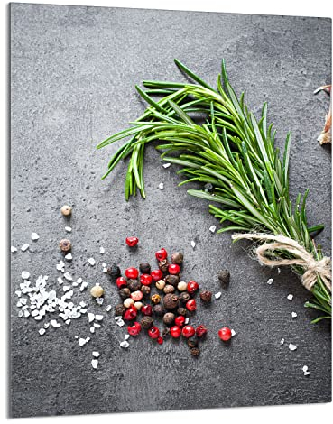 DarHaus Plaque de recouvrement, 40 x 52 cm, en verre, pour cuisinières électrique, à induction, convient comme décoration, protection anti-éclaboussures ou planche à découper, Ardoise Romarin