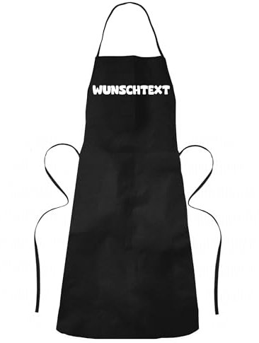 Kochschürze Grillschürze für Männer und Frauen personalisiert mit Wunschtext - verschiedene Schriftarten zur Auswahl (Super Comic, Standard Schwarz)
