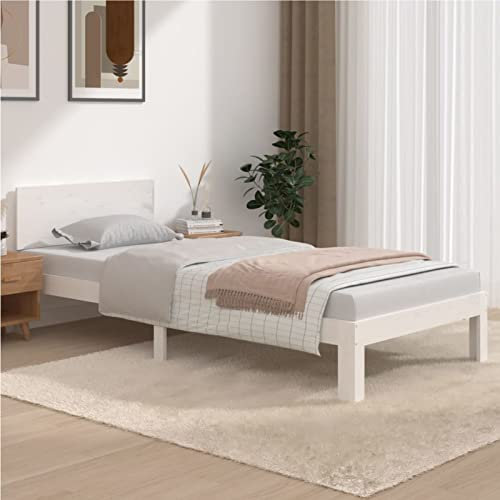 Camerina Massivholzbett Bettgestell Bed Frame Bett Mit Bettkasten Hausbett Bett Massivholz Weiß Kiefer 90x200 cm - 810481
