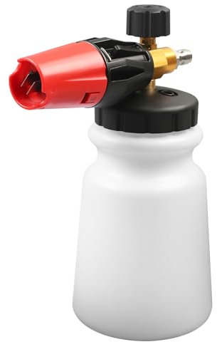 Schneeschaumkanone, verstellbarer Schaumlanze Seifenspender mit 6,35 mm Schnellanschluss, 1000 ml, robuste Schneeschaumpistole, Sprühgerät, Auto-Schaum-Blaster, breiter Hals, dicker Schaum für