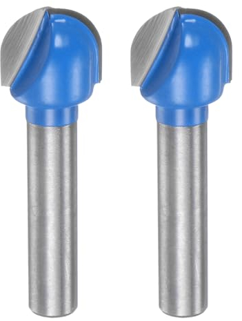 sourcing map 2pcs Router Bit Core Box 1/4 Shank 1/2 Inch Cutting Dia. Round Nose Router Bit 2 Flutes Carbide Cove Box Cutter for Carpentry Woodworking Milling Cutter Tool
