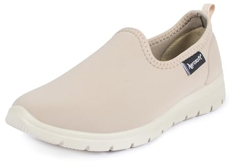 Aerosoft Ballerines en tissu confortables pour femme Stretch 20 Largeur G-H légères Soft respirant, beige, 40 EU