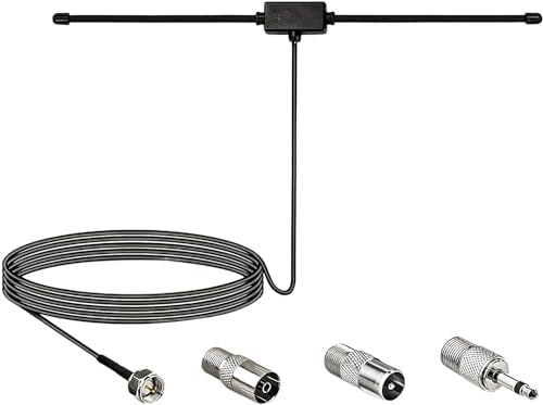 Dab Antena Radio FM con Cable Extensión de 3 metros, 75 Ohm Antena FM Interior, Antena Dipolo, para Sistema Portatil con Receptor HIFI, Sistema de Cine en Casa Receptor