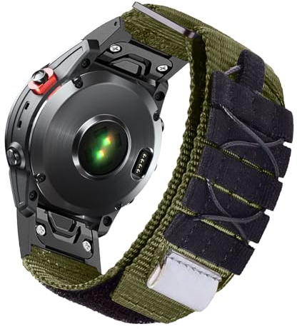 SumRioo QuickFit 26mm Armband für Garmin Fenix 7X Pro Solar/7X Pro/7X Solar/7X/6X Solar/6X Pro/6X/5X Plus/5X, Nylon Ersatzarmband für Garmin Fenix 3/3HR/Epix Pro 51mm/Tactix Delta Solar, Grün