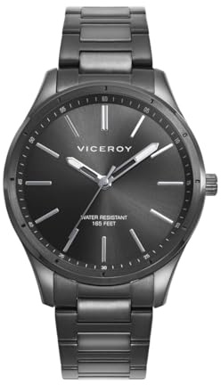 Viceroy Reloj Hombre Elegante de Acero Inoxidable - 41 mm - Movimiento de Cuarzo - Bisel Dorado - Brazalete de Acero - 401385