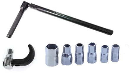 Gokoti Faucet Wrench 9 to 17mm Carbon Steel Plumber Socket Wrench Black Faucet Wrench with 6 Sockets and 1 Collet Tight Spaces Tap Back Nut Wrench