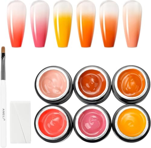AIMEILI Pat Paint Gel UV-Set, professionelles Design, tierversuchsfrei, vegan, ideal für DIY zu Hause und in Nagelstudios, inkl. Schwamm und Pinsel - 002