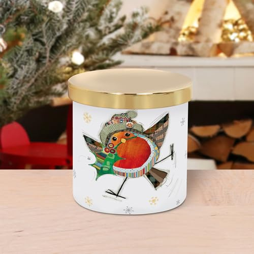 Lesser & Pavey Weihnachtskerze im Glas, Kaschmir- und Seidenduft, Duft: Rotkehlchen, Stechpalme, perfekt für Weihnachten – Bug Art