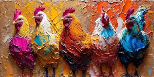 Malen Nach Zahlen Erwachsene Farbe Huhn Malen Nach Zahlen Bild,DIY Set mit Pinseln und Acrylfarben Handgemalt Leinwand, Malen Nach Zahlen Kinder für Basteln Zuhause Mädchen Geschenk 100x200cm s-12