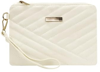 AdiStylinno Women’s Wristlet Wallets, Ladies Leather Slim Phone Purse, Large Capacity Zipper Clutch Handbag with Wrist Strap, White, 20 x 14.5 x 0.5 cm / 7.87 x 5.7 x 0.19 in