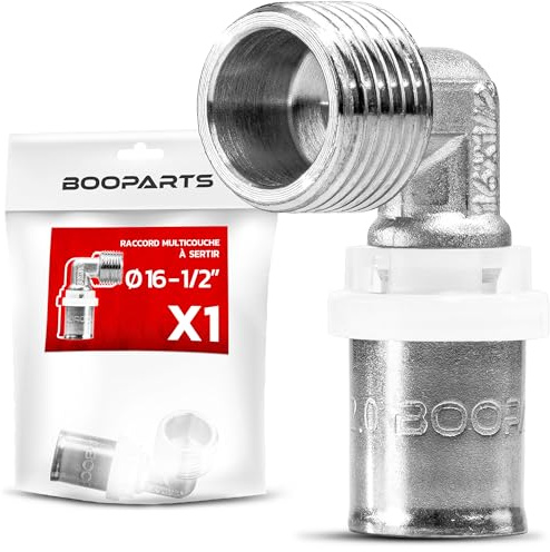 BOOPARTS – Pressfitting Winkel 16x2 mm x 1/2 Zoll Außengewinde TH Kontur | 90 Grad Übergangswinkel für Mehrschichtverbundrohr | 1 Stück