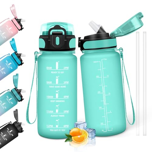 HoneyHolly Borraccia 500Ml, Senza BPA & A Prova di Perdita, Borracce con Cannuccia, Reutilizables, Borraccia Scuola Elementare, Water Bottle per Scuola, Palestra, Ufficio, Running