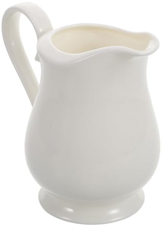 Zerodeko Ceramic Milk Jug Lid Insulated Mini Milk Container for Tea Small Porcelain Sauce Jug