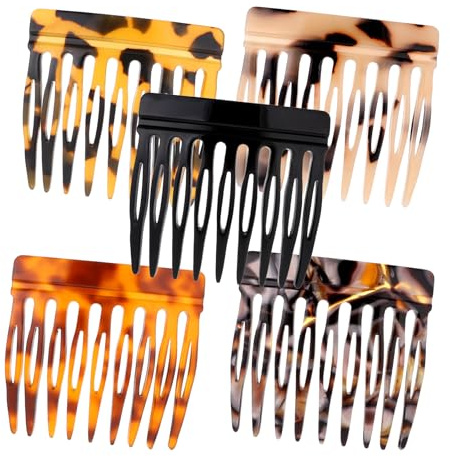 5 Stück Mini Einsteckkamm French Hair Comb Spaltzahn Steckkamm Lamellenkamm Haar Seitenkämme Styling Zubehör für Damen Haarkämme Zum Stecken Haare(5 Farben)