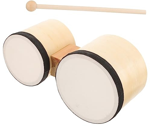 Kisangel Holz Bongos Schlaginstrument mit Trommelstöcken Starke Haltbarkeit und Klangstabilität Geeignet für Tanzkurse und Frühe Bildung Beige Farbe
