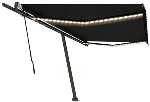 ARTIKEL-Manual Markise einziehbar mit LED 500x350cm Anthrazit Rasen & Garten Outdoor Wohnen Fenster & Tür Markisen