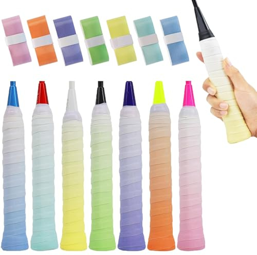 LIUYIDM 7 Stück Griffband Tennisschläger 2.5x110cm Griffband Badmintonschläger rutschfeste Selbstklebend Griffband Tennis Griffbänder Griffband für Federballschläger Badminton