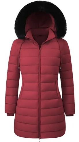 RITOSTA Women's Long Winter Coats Fleece Lined Ladies Quilted Jacket Zip up Puffer Coat Water Repellent Padded Jackets Warm Casual Outdoor Thicken Parka with Faux Fur Removable Hood
