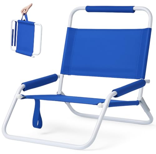 FORA Silla Plegable Reclinable para Playa – Estructura Metálica Blanca, Asiento de Poliéster 600D Reforzado, Acolchado en Reposabrazos y Cabezal, Diseño Ligero con Asa Incorporada