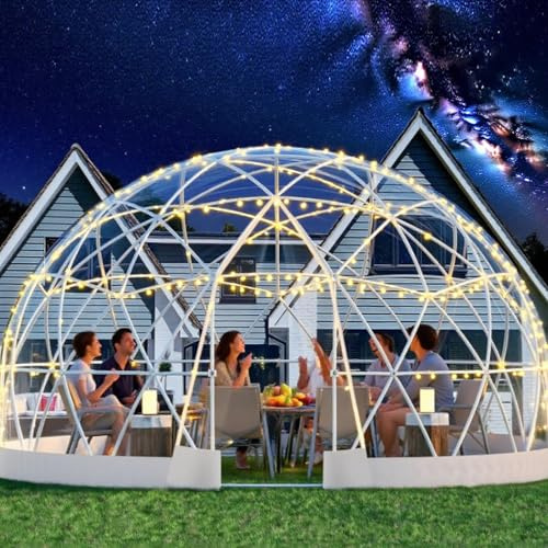 Bubble Tent Dome 12 Fuß, Geodätisches Kuppelzelt Für Den Außenbereich, 360°-Panoramablick, Sternenhimmel-Kugelförmiges Garten-Iglu, Wasserdichtes Transparentes Kuppelzelt, Geeignet Für Gewächshäuser