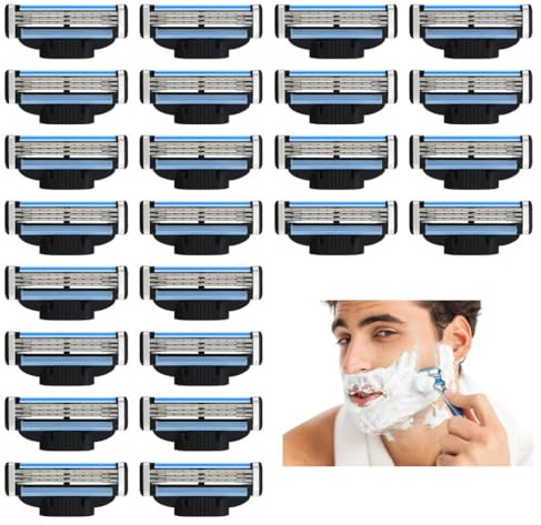 24 Upgrade Rasierklingen für Gillette Mach 3, Rasierklinge mit 3-Schlitzen | 24 Stück Edelstahlklingen Manuelle Rasierklingen, Professionelle Rasierklingen, Männer Rasierklingens Hautfreundlich Waschbar