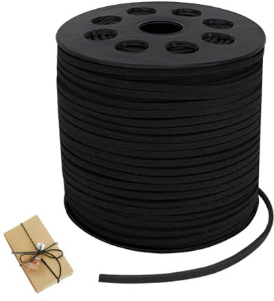 HMCEY 100 Yard Cordoncino In Pelle Scamosciata 2.6 MM,Cordoncino per Braccialetti,Cordino per Collana,Corda Cuoio,Cordone In Pelle Artificiale,Laccio Cuoio Scarpe,Stringa Cuoios Piatta per DIY