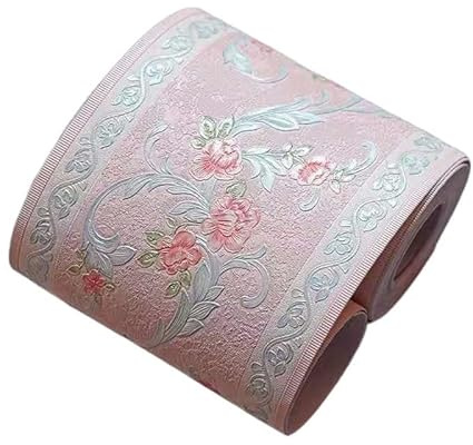 Generisch Bordüre selbstklebend DIY geprägte Wandbordüren-Aufkleber, Vinyl, wasserdicht, Heimdekoration, selbstklebend, Tapete, Fuß, Taillenlinie, Aufkleber, Küchendekoration(Pink rose)