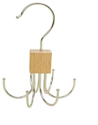 2Pcs Belt Hanger with Wood, 360° Rotatable Belt Organizer | Hold Up to 24 Belts – Hanging Holder Storage Hook for Belt, Bra, Tie, Scarf, Purse & Tank Tops