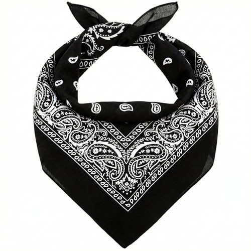 AURAE Bandana – 100 % bomull och naturliga fibrer – bandana scarf utan polyester – mjuk, hållbar och maskintvättbar, Svart, Standard