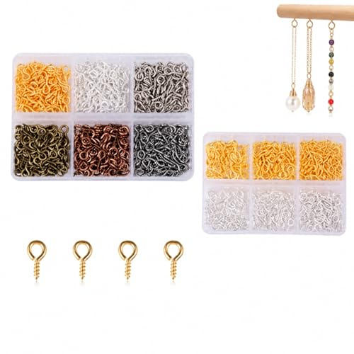 Occhielli a Vite per DIY, Set da 1000 Pezzi con 3 Misure Differenti (4x8mm, 5x10mm, 6x13mm) in Ferro, Perfetti per Gioielli, Decorazioni e Lavori Manuali, Perline, Collane, Orecchini, Bracci