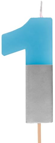 OH YEAH - Velas de Número 1 para Tartas - Azul y Plata - Números 0 a 9-7 cm - Perfectas para Tartas Infantiles y Adultos - Decoración de Cumpleaños - Vela Bicolor Metalizada