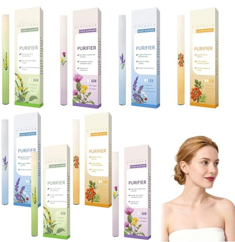 Ninnyi 8Pcs Diffuser Pen, Pocket Sized Inhaler Purifier Stick Blend Set with Mullein Dandelion and Lavender Mint