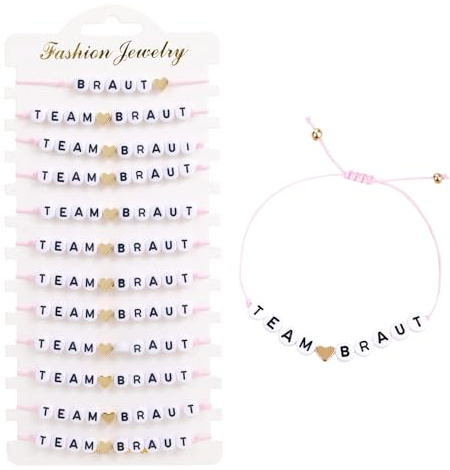 12 Stück Team Braut Armbänder, JGA Accessoires Frauen, Junggesellenabschied Frauen, Team Braut Armbänder für Junggesellenabschied