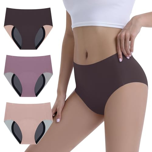 Carer Lot de 3 Culottes d'Incontinence Femme – 100 ml Capacité d’Absorption, Sous-vêtements Réutilisables pour Fuites Urinaires et Protection Menstruelle de Nuit, Confortables et Discrètes, Taille XXL