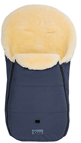 Altabebe (MT2450LP-62) Lammfell-Fußsack, Buggy, Kogger, Kinderwagen, Winterfußsack, Wind- & wasserabweisend, Warmer Fußsack, Oberteil abnehmbar, echtes Lammfell. Farbe: Marine