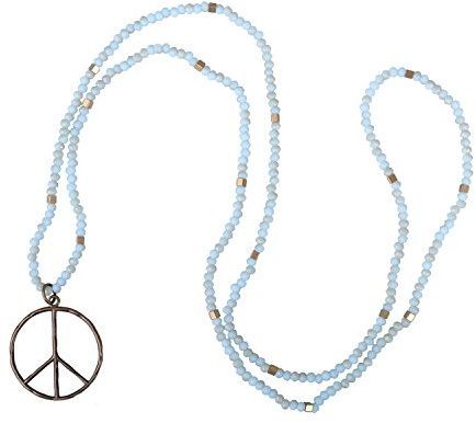 KELITCH Classic Peace Anhänger Halskette Love Hippie Frosted Crystal Beaded Halsketten