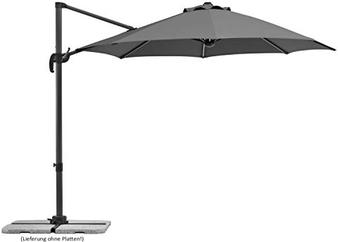 Schneider Sonnenschirm Rhodos Blacklight, anthrazit, 300 cm rund, 793-15, Gestell Aluminium, Bespannung Polyester, 18.8 kg
