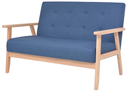 vidaXL Sofa 2-Sitzer Zweisitzer Polstersofa Loungesofa Couch Sessel Stoffsofa Sitzmöbel Polstermöbel Designsofa Wohnzimmer Blau Stoff
