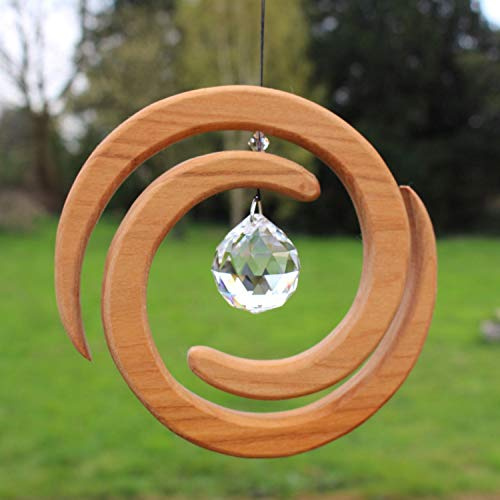 Helix Sonnenfänger aus Holz mit Kristall, dekorative Wanddekoration zum Aufhängen, Wanddeko Fensterdeko, Festerschmuck, Geschenkidee