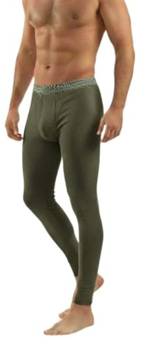 sesto senso Calzamaglia Lunga Uomo Cotone Biancheria Intima Pantaloni Termici Funzionali (M, Verde - Khaki)
