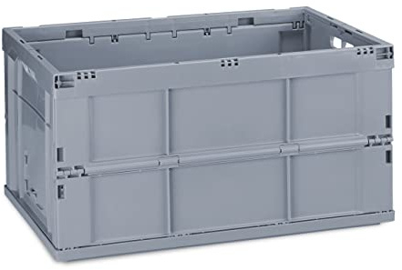 Relaxdays Profi Klappbox 2er Set, stabil, Gewerbe, grau | Qualität, 120L, Kiste, HBT 31,5 x 58,5 x 40 cm