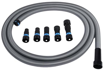 Cen-Tec Systems 94720 Quick Click 7,8 m Schlauch für Home und Shop Staubsauger mit erweitertem Multi-Brand Elektrowerkzeug Adapter Set zur Staubsammelung, silber