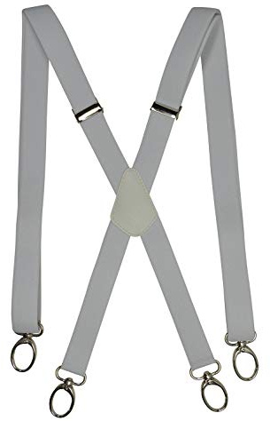 Olata Unisex-Hosenträger in X-Form, Schmal, mit Karabinerhaken, 25 mm, Weiß