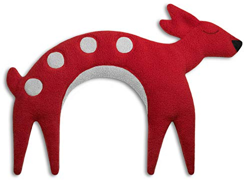 LESCHI Wärmekissen - Körnerkissen für Mikrowelle - Tier Reh Rot - anschmiegsames Nackenkissen mit Bio Weizen - ideal als Wärmespender im Winter und bei Verspannungen an Nacken Schulter Hals