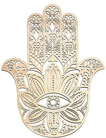 Fourth Level Manufacturing Vierte Ebene Hamsa, heilige Geometrie, Wanddekoration für Zuhause, Meditationsdekoration, Wandskulptur, Naturholz, Wanddekoration, heilige Wandkunst